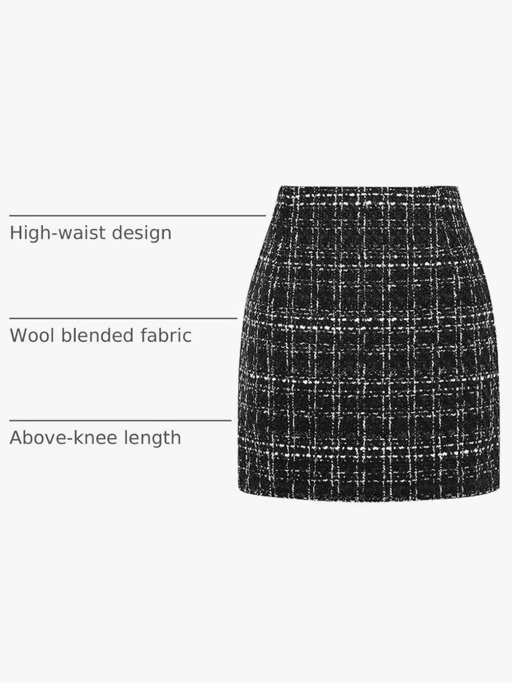 🍁NWT Black and White Lined Tweed Mini Skirt